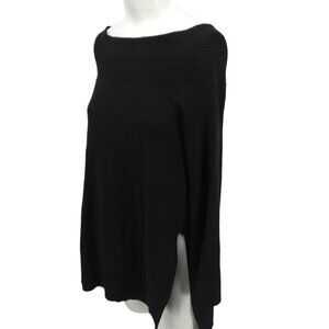 By Anthropologie Black Long Sleeve Boat Neck Tunic Sweater Size S Bell Sleeve